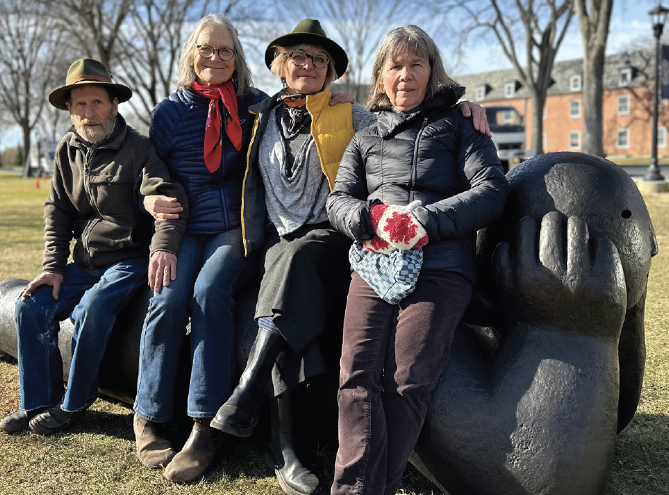 Artist Joy Brown installed the statue with the help of Ms. Christine Owen, instructor in ceramics, and Ms. Joan Baldwin, curator of special collections.